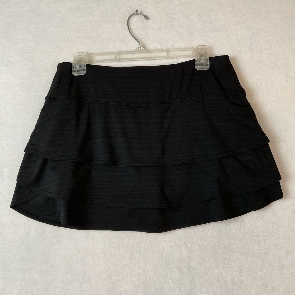 Athleta‎ Swagger Layered Skort Womens M Black Ruffles Tennis Golf Pickleball